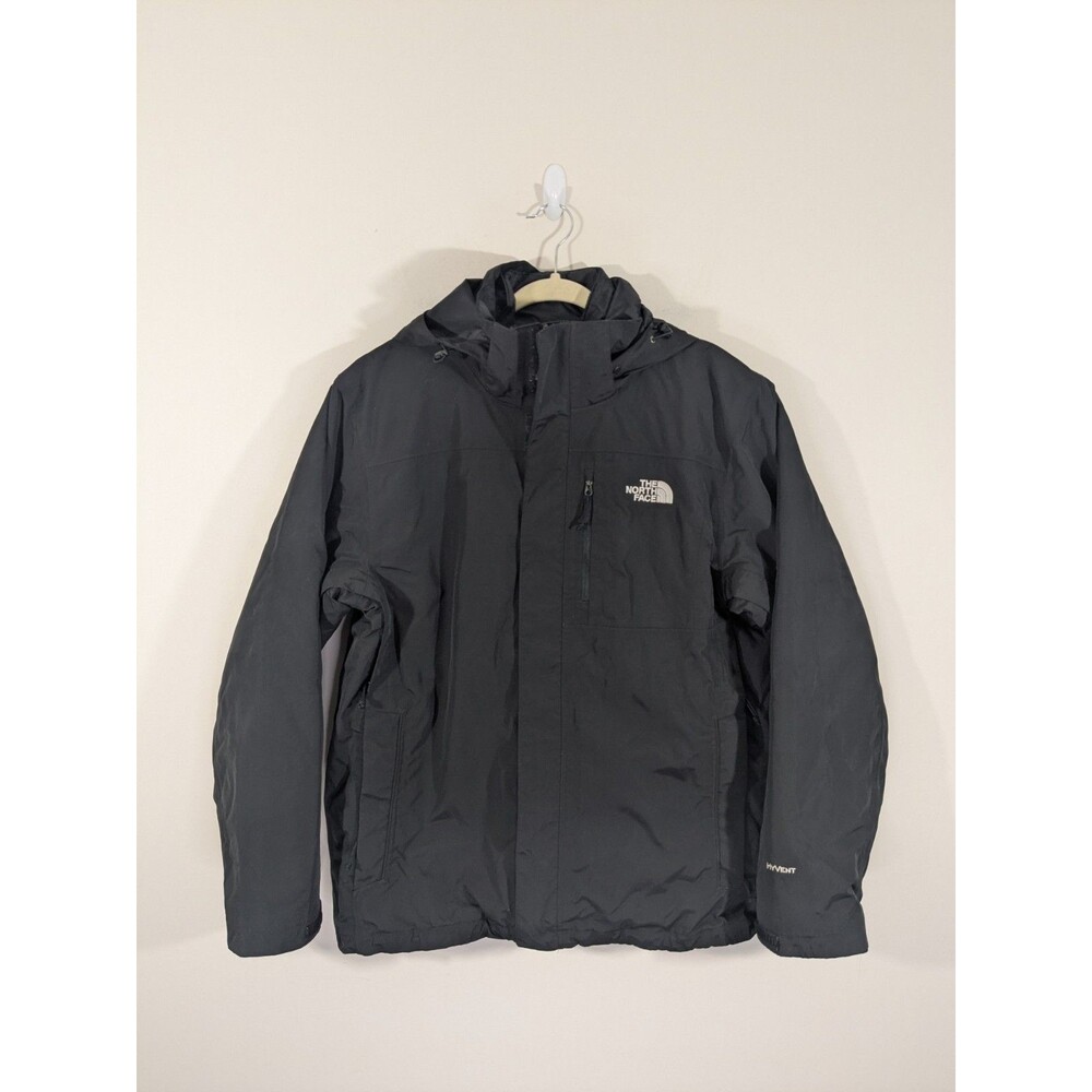 The North Face HyVent Tri-Climate Ski Jacket Mens Sz L Black 3-in-1 Winter Coat